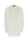 Valentino Blouse Cotton Blend Long Sleeves In White