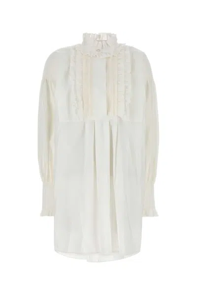 Valentino Dress Cotton Blend Long Sleeves In White