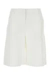 Valentino Garavani Women White Cotton Blend Shorts In White