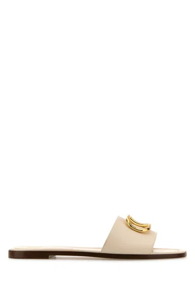 Valentino Garavani Women White Leather Vlogo Slippers