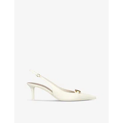 Valentino Garavani Womens White Moon 60 Leather Slingback Courts