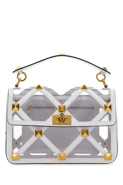 Valentino Garavani Women White Polymeric Material And Leather Large Roman Stud Handbag