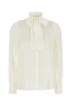 Valentino Silk Shirt With Bow Tie Neck In White