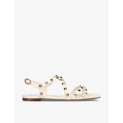 Valentino Garavani Womens Winter Wht Rockstud Stud-embellished Leather Sandals