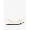 Valentino Leather Vlogo Ballerina Flats In Winter Wht