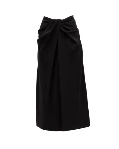 Valentino Garavani Draped Wool Skirt In Black