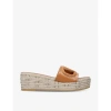 Valentino Vlogo Cut-out Leather Platform Sandals In Brown/oth