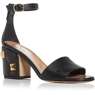 Pre-owned Valentino Garavani Womens Leather Ankle Strap Peep Toe Heels Shoes Bhfo 2570 In Black