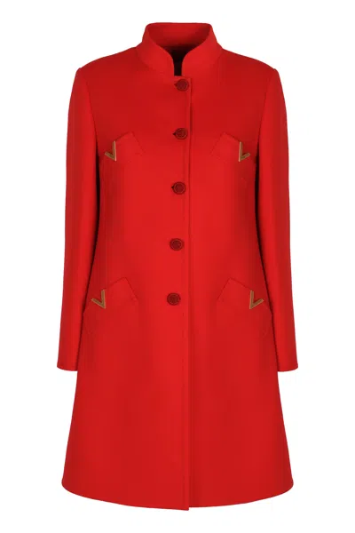 Valentino Garavani Wool And Cashmere Coat In Red