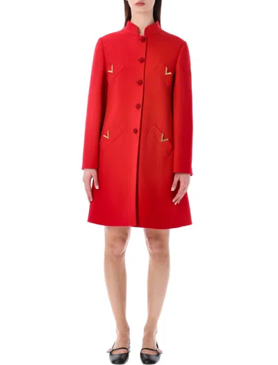 Valentino Garavani Wool And Cashmere Drap Jacket - Size 40 In Red