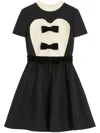 Valentino Double-bow Mini Dress In Wool In Black