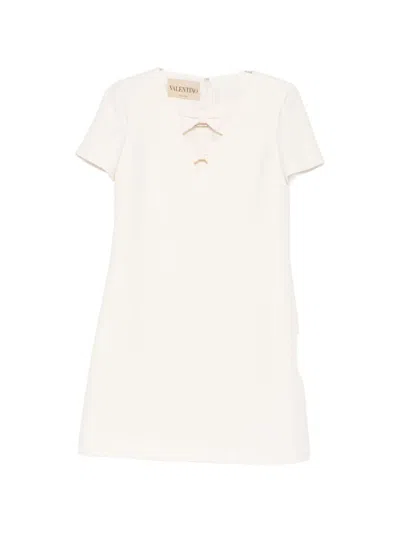 Valentino Garavani Wool And Silk Blend Short Dress In White