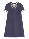 Valentino Navy Blue Crepe Couture Mini Dress In Blue