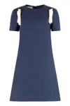 Valentino Wool And Silk Mini Dress In Blue