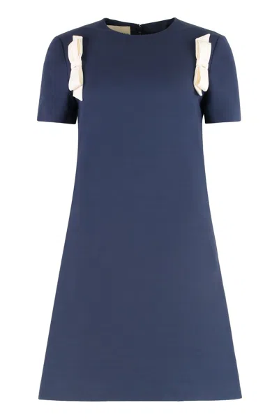 Valentino Garavani Wool And Silk Mini Dress In Blue