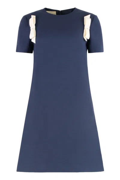 Valentino Garavani Wool And Silk Mini Dress In Blue