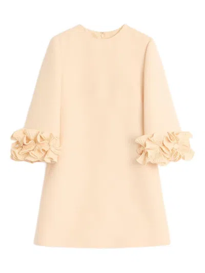 Valentino Garavani Wool And Silk Short Dress In Neutral