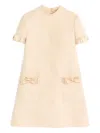Valentino Beige Wool And Silk Short Dress In Neutral