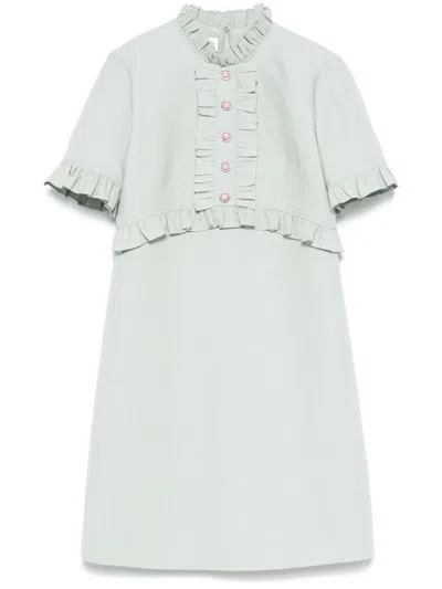 Valentino Garavani Wool And Silk Short Dress In Green