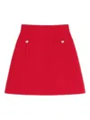 Valentino Crepe Couture Skirt With Heart Jewel Buttons In Red