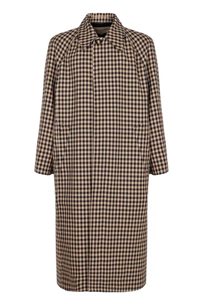 Valentino Garavani Wool Blend Coat In Brown