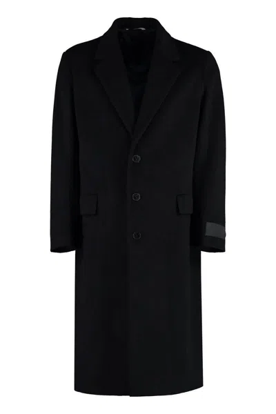 Valentino Single-breasted Wool-blend Coat In Black