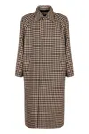 Valentino Coat With Vichy Pattern In Cotton And Wool In Brown