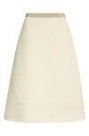 Shop Valentino Garavani Wool Blend Tweed A-line Skirt In Almond