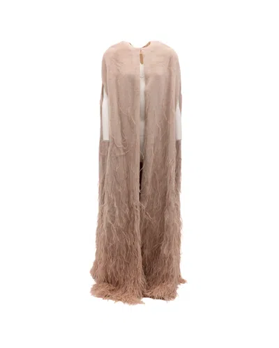 Valentino Garavani Wool Cape In Beige