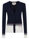 Valentino V-neck Cardigan With Contrast Hem In Blue