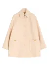 Valentino Wool Coat With Rounded Collar And Pockets In Neutral