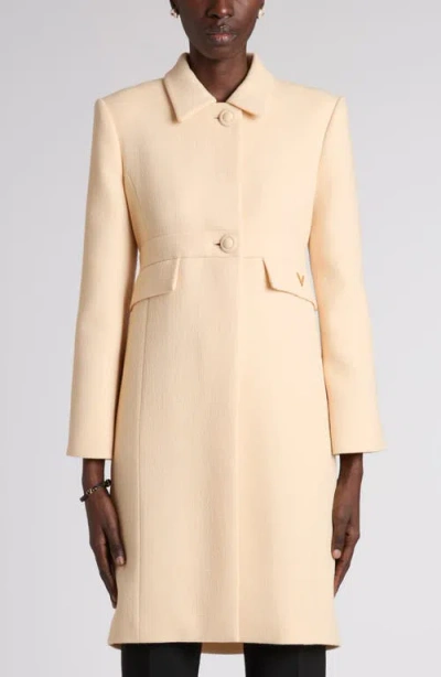 Valentino Garavani Wool Crepe Coat In Neutral