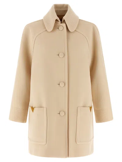 Valentino Garavani Wool Drap Coat Coats And Trench Coats Beige In Multi
