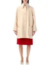 Valentino Garavani Wool Drap Peacoat With V Gold Detail In Neutral