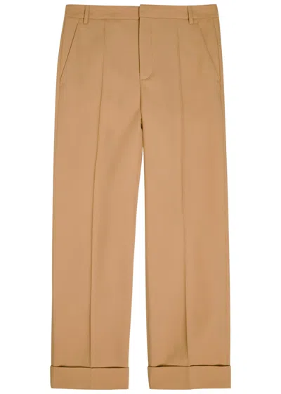 Valentino Garavani Wool-gabardine Trousers In Brown