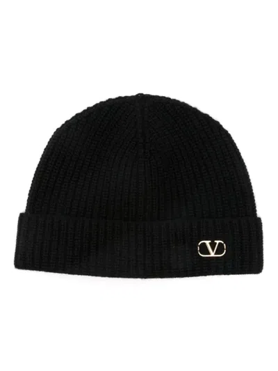 Valentino Garavani Wool Hat With Vlogo In Black