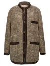 Valentino Crewneck Jacket Contrast Trim In Brown