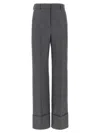 Valentino Garavani Wide-leg Virgin Wool Trousers With Maxi Turn-up In Black
