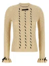Valentino Wool Sweater With Bow Detail And Cable Knit Pattern In Multi