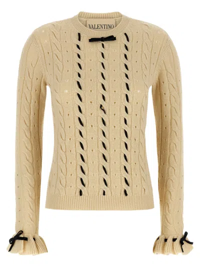VALENTINO VALENTINO GARAVANI WOOL SWEATER SWEATERS AND CARDIGANS WHITE