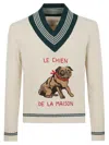 Valentino Garavani Butter-coloured Sweater With Le Chien De La Maison In Neutral