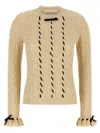 Valentino Wool Sweater With Bow Detail And Cable Knit Pattern In Brown