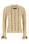 Valentino Wool Sweater With Bow Detail And Cable Knit Pattern In White