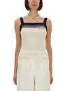 Valentino Sleeveless Knitted Top Striped Detail In White