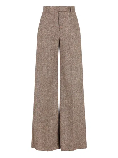 Valentino Garavani Wool Wide-leg Trousers In Brown