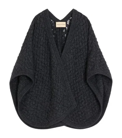 Valentino Garavani Wool-blend Poncho In Gray
