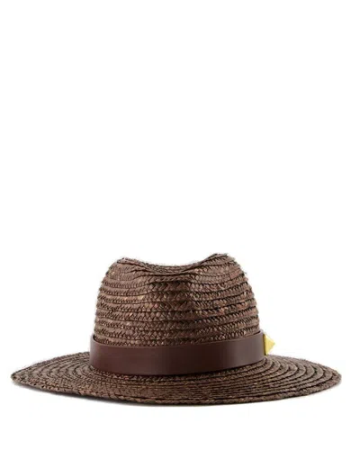 Valentino Garavani Woven One Stud Hat In Brown