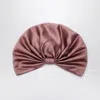 Valentino Wrap-around Silk Turban With Voluminous Effect In Beige And Gold