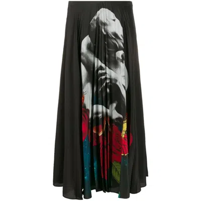 Valentino Garavani X Undercover Print Pleated Skirt In Black