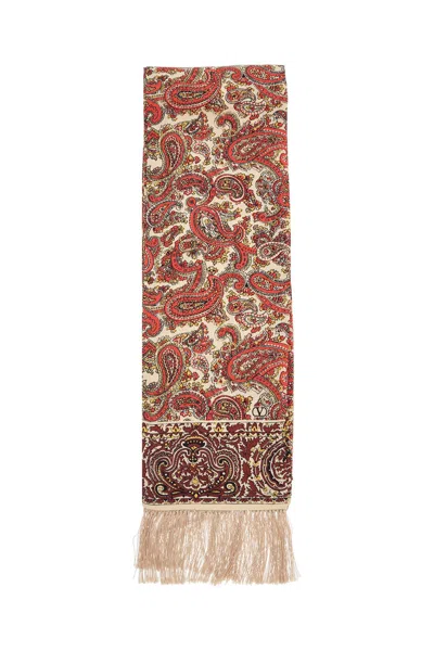 Valentino Garavani Yellow Orange Bordeaux Paisley Silk Bandeau Scarf 15x180 Cm Women